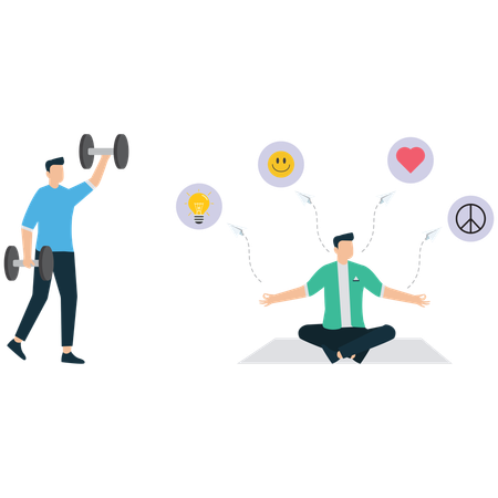 Man doing Exercise for Mental Wellness  Illustration