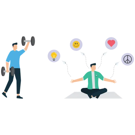 Man doing Exercise for Mental Wellness  Illustration