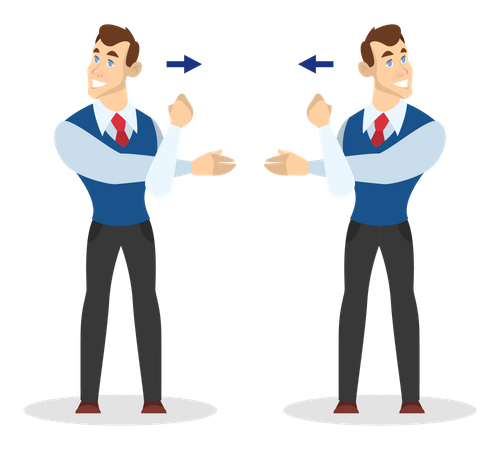 Man doing exercise for neck and shoulder stretch in office  イラスト