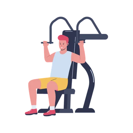 Man doing exercise in gym  Illustration