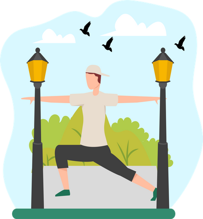 Man doing exercise in park Illustration