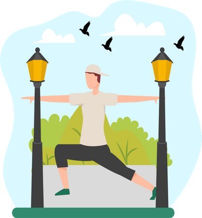 Man doing exercise in park  Illustration