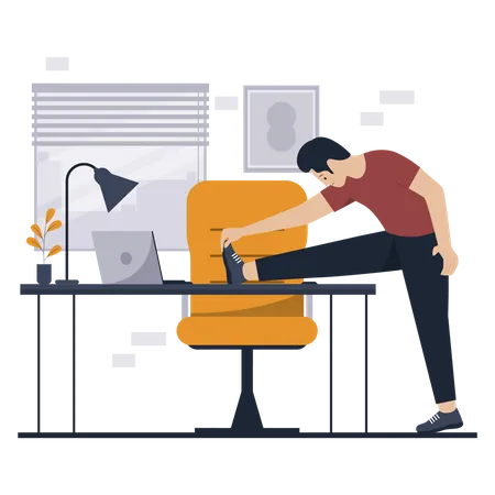 Man doing exercise stretch office workout  Illustration