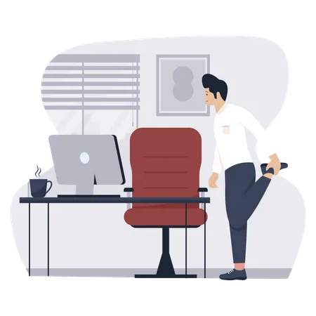 Man doing exercise stretch office workout  Illustration