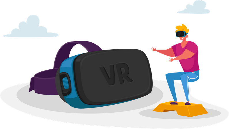 Man doing exercise using VR box  Illustration