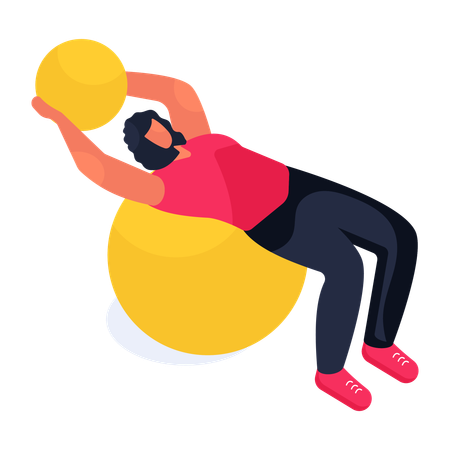 Man doing exercise with ball  Illustration