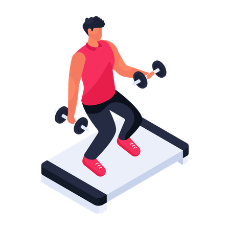 Man doing exercise with dumbbell  Illustration