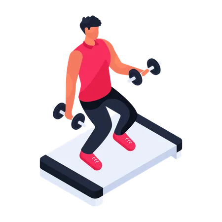 Man doing exercise with dumbbell  Illustration