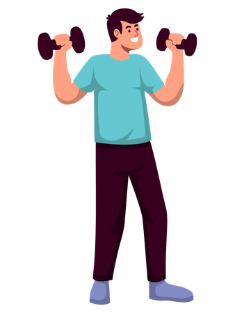 Man doing exercise with dumbbells Illustration