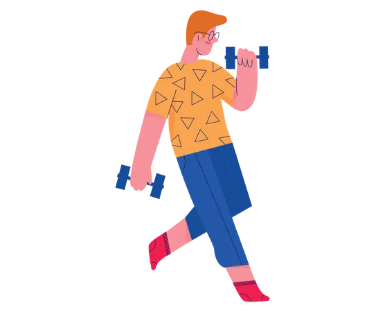Man doing exercise with dumbbells  Illustration