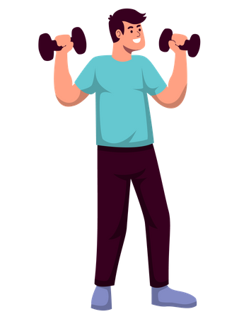 Man doing exercise with dumbbells  Illustration