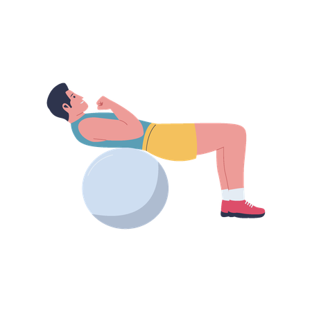 Man doing exercise with gym ball  Illustration