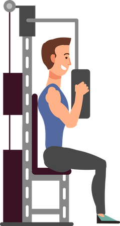 Man doing exercises at gym  Illustration