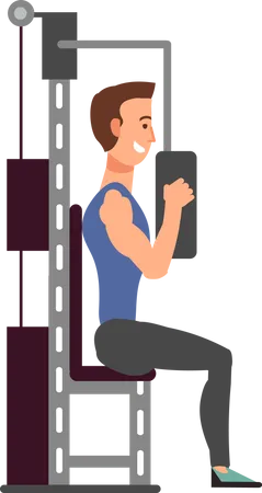 Man doing exercises at gym  Illustration