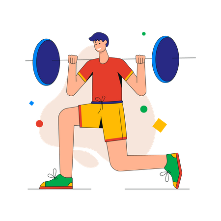 Man doing exercises with barbell  Illustration