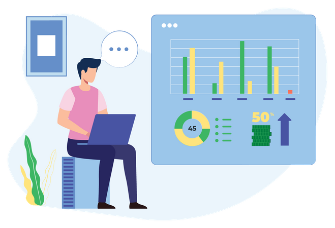 Man doing expense management  Illustration