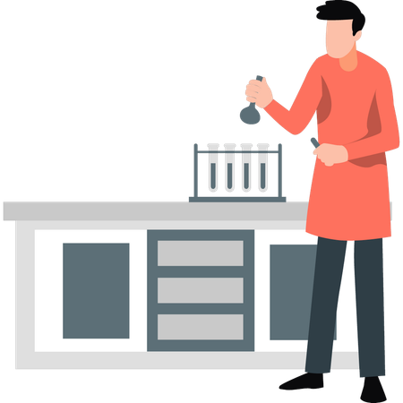 Man doing experiment in lab  Illustration