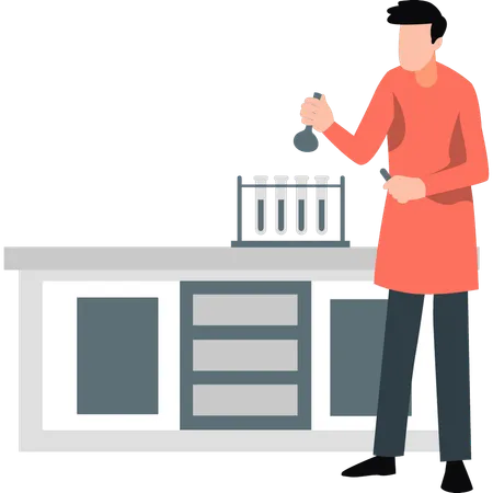 Man doing experiment in lab  Illustration