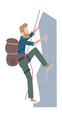 Man doing extreme rock climbing Illustration