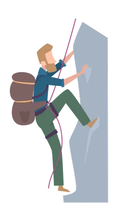 Man doing extreme rock climbing  Illustration