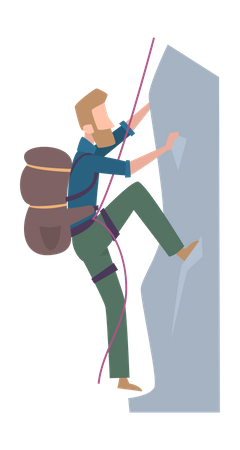 Man doing extreme rock climbing  Illustration