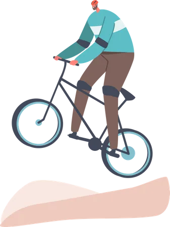 Man doing extreme stunt with bicycle  Illustration