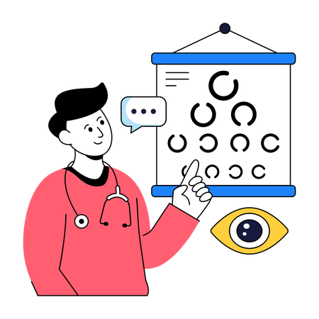 Man doing Eye Test  Illustration