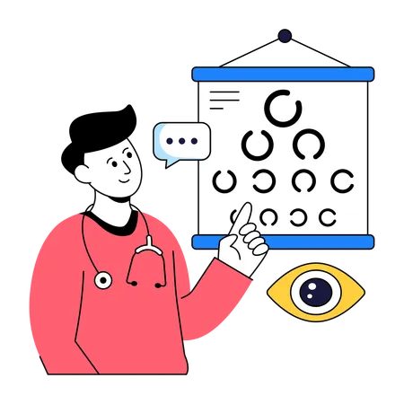 Man doing Eye Test  Illustration
