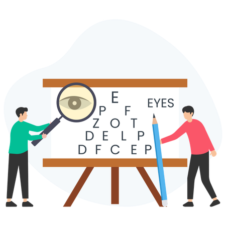 Man doing Eye Testing  Illustration