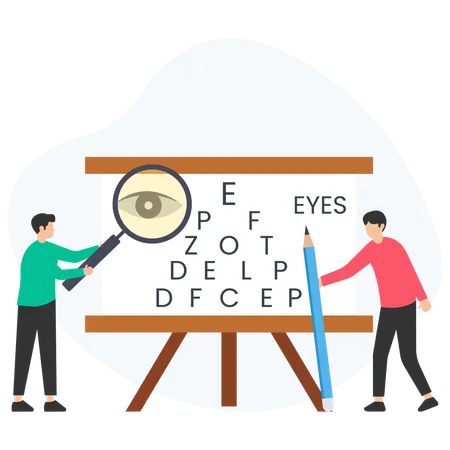 Man doing Eye Testing  Illustration