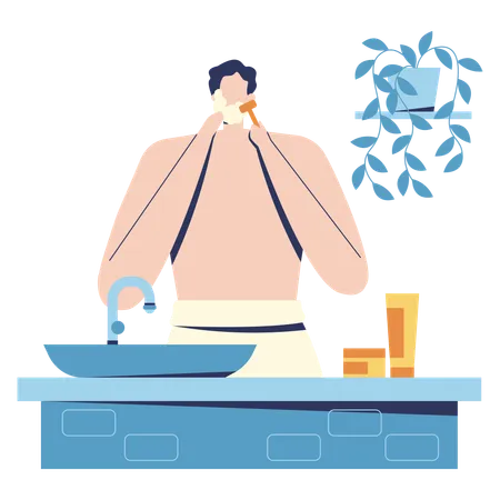 Man doing face Shaving  Illustration