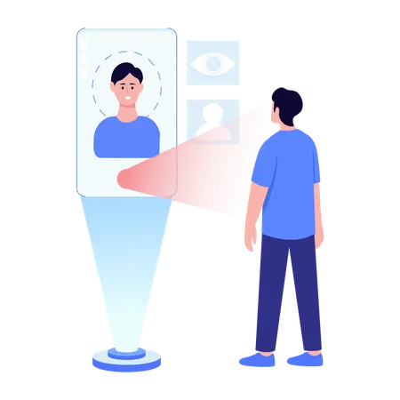 Man doing facial recognition  Illustration