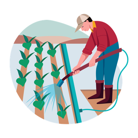 Man doing farm Irrigation  Illustration