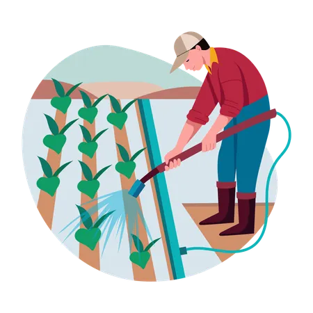 Man doing farm Irrigation  Illustration