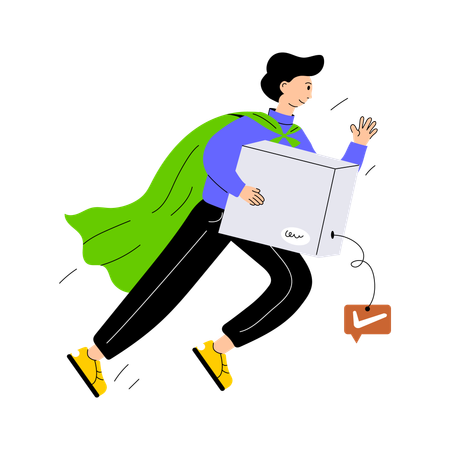 Man Doing Fast Delivery  Illustration