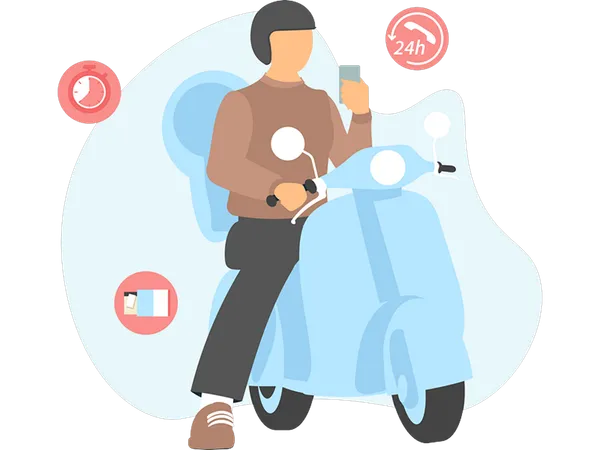 Man doing fast delivery  Illustration