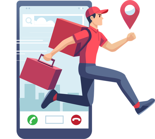 Man doing fast delivery  Illustration