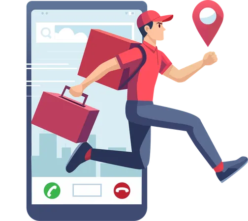 Man doing fast delivery  Illustration