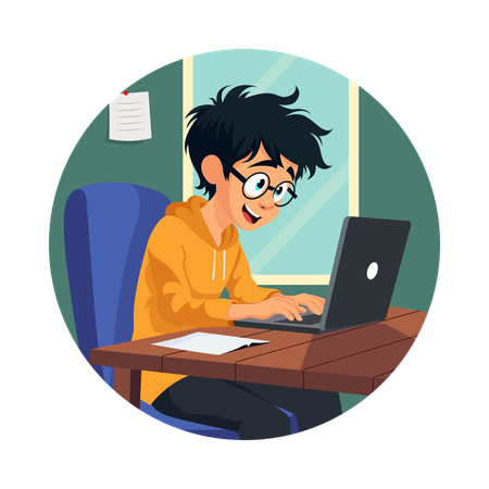 Man Doing Fast Typing  Illustration