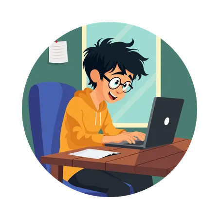 Man Doing Fast Typing  Illustration
