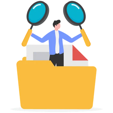 Man doing File search  Illustration