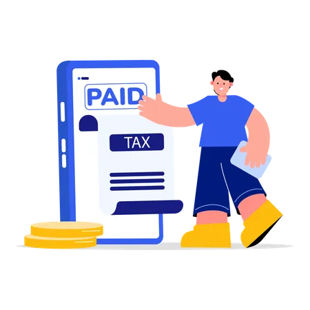 Man doing filing tax document  Illustration