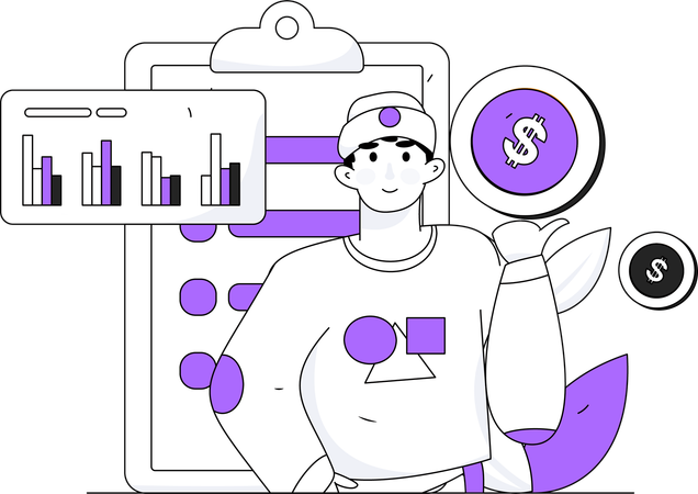 Man doing finance analysis  Illustration