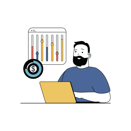 Man doing finance analysis  Illustration