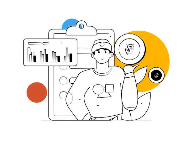 Man doing finance analysis  Illustration