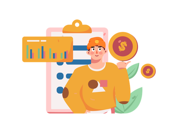 Man doing finance analysis  Illustration