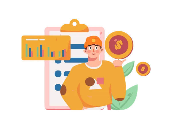 Man doing finance analysis  Illustration