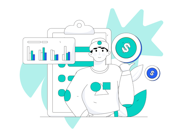 Man doing finance analysis  Illustration