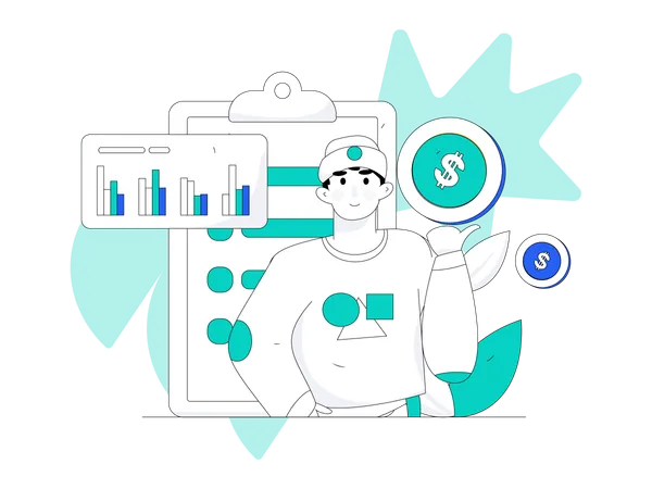 Man doing finance analysis  Illustration