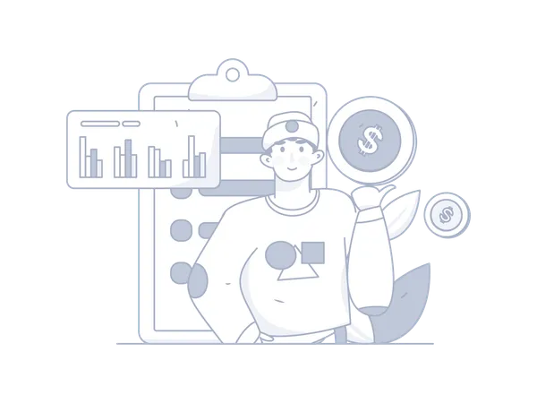 Man doing finance analysis  Illustration